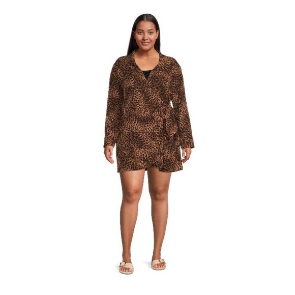 Lightweight Cheetah Print Wrap Kimono Cardigan Jacket CoverUp Size 2X - Picture 5 of 7